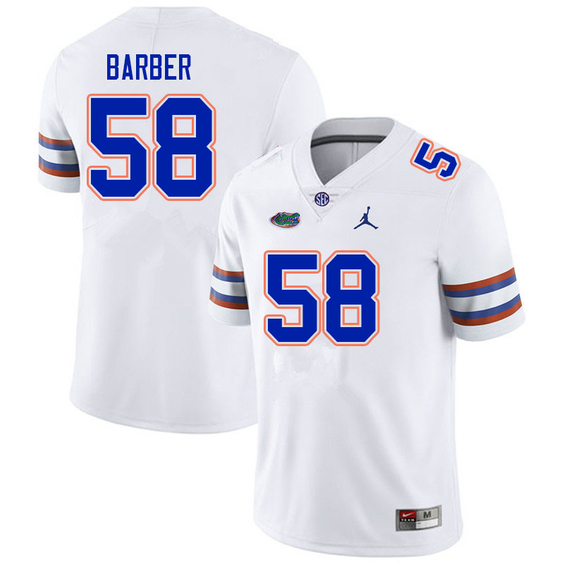 Men #58 Austin Barber Florida Gators College Football Jerseys Sale-White